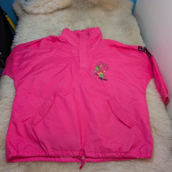 Vintage 90's Freestyle by Elho Neon Pink Windbreaker Pullover Size XL - Picture 4 of 13